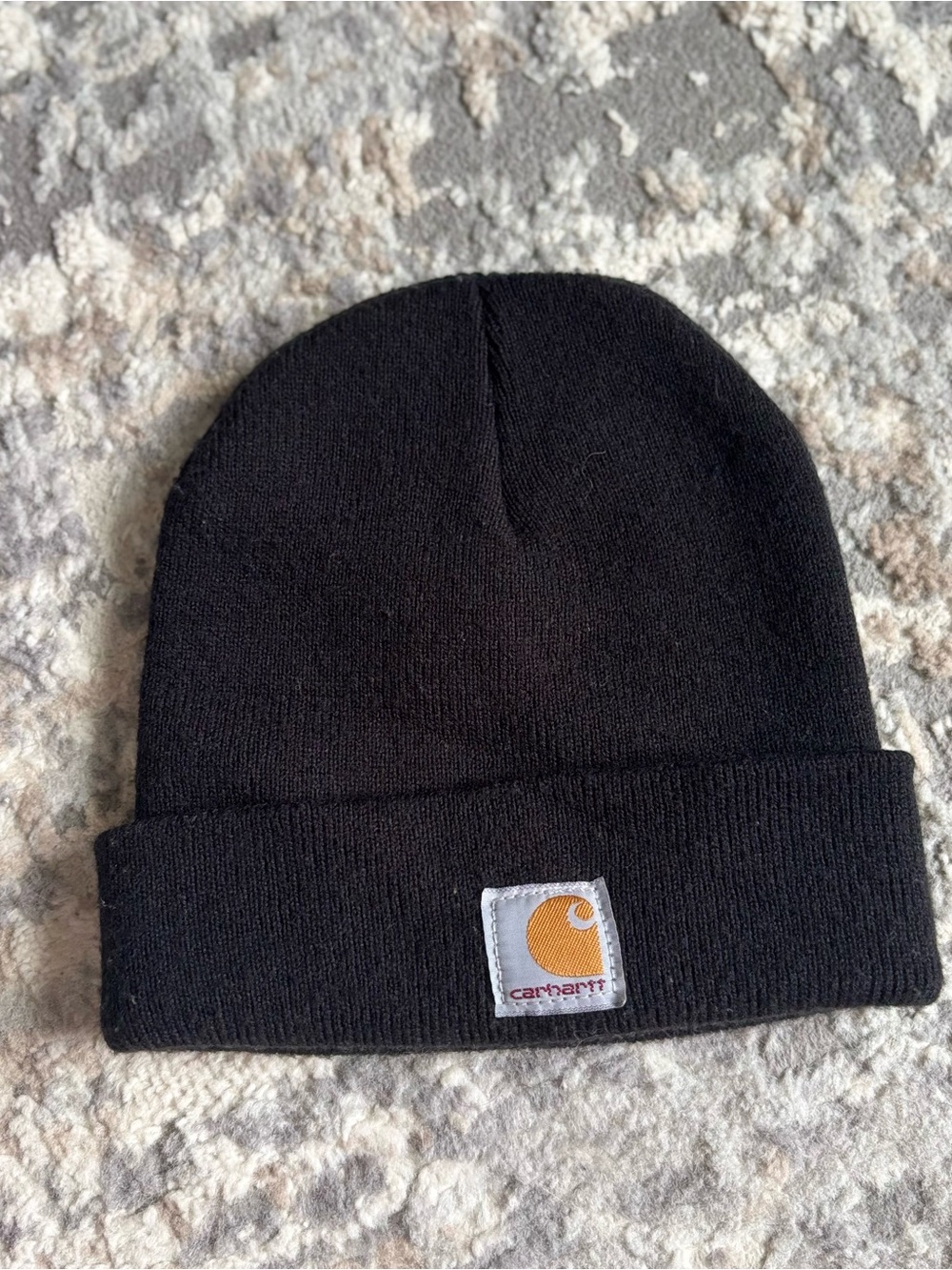 Carhartt Black youth Cuffed Beanie with Gold Logo Patch one size
